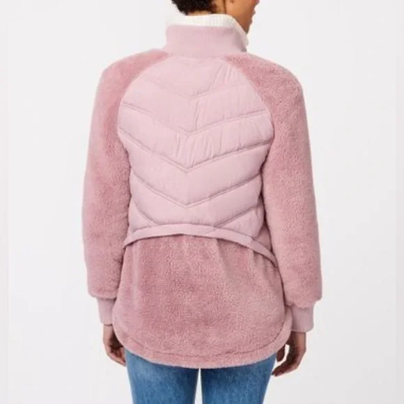NWT BERNARDO Light Weight Faux Fur Puffer Full Zip Combo Jacket LilacHaze MEDIUM - Picture 2 of 16